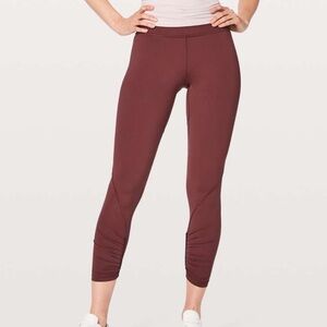 Lululemon Play Off The Pleats Tights Leggings Women’s 10 Redwood Activewear Yoga